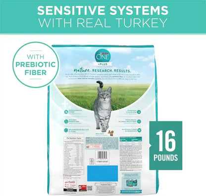 Purina ONE Sensitive Stomach, Sensitive Skin, Natural Dry Cat Food, +Plus Sensitive Skin and Stomach Formula - 16 Lb. Bag10