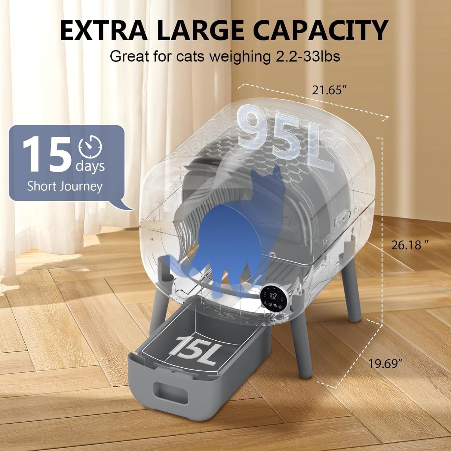 cumrige-self-cleaning-litter-box-large-capacity-automatic-cat-litter-box-self-cleaning-for-cats-app-control-safety-protection-2-roll-garbage-bags-white-grey