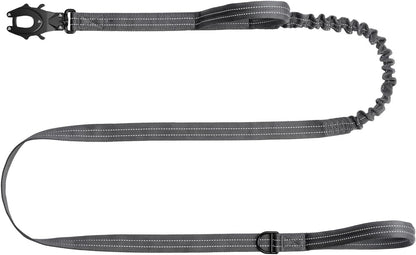 ICEFANG Tactical Dog Leash with Quick-Release Metal Clasp,Bungee-Dog Lead | with 2 Control Handles,Hands Free D-Ring ,Reflective ,4Ft Length for Medium Large Dogs, Brown16