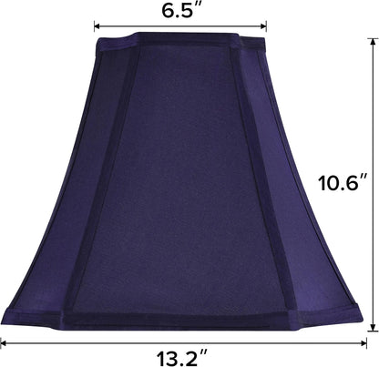 Square Lamp Shade for Table Lamps,6.5"X13.2"X10.6" Blue Lamphade Bell | 0.41" Spider,Blue,Natural Faux Silk,Medium Deco Lamp Shade Replacement for Small Floor Lamps Living Room,Fold Easy Assembly3