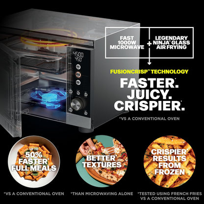 Ninja® Crispi™ Microwave & Air Fryer with Fusioncrisp, Silver, MW101 | Replaces a Countertop Microwave and Air Fryer with 14 Functions; Fast 1000W Microwave and Powerful 1700W Ninja® Air Fryer.3