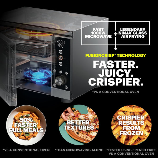 Ninja® Crispi™ Microwave & Air Fryer with Fusioncrisp, Silver, MW101 | Replaces a Countertop Microwave and Air Fryer with 14 Functions; Fast 1000W Microwave and Powerful 1700W Ninja® Air Fryer.3