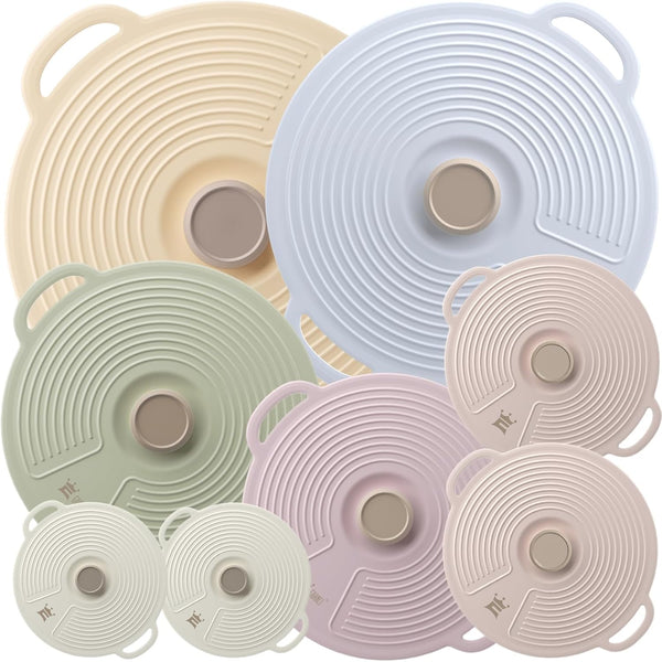 Silicone Lids for Bowl 8 Pack, Microwave Splatter Cover with 6 Sizes Reusable Heat Resistant Lids Fits Cups, Bowls, Plates, Pots, Pans, Skillets, Stove Top, Oven, Fridge Dishwasher Safe1