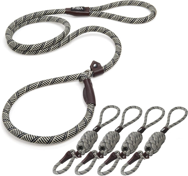 Fida Durable Slip Lead Dog Leash, 6 FT X 1/2" Heavy Duty Dog Loop Leashes, Comfortable Strong Rope Slip Leash for Large Medium Dogs, No Pull Pet Training Lead with Highly Reflective(1/2", Black)38