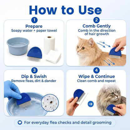 Prime Pets Flea Comb for Dogs and Cats, Stainless Steel Pet Grooming Comb for Flea Checks, Dander, Loose Hair and Tear Stain Debris7