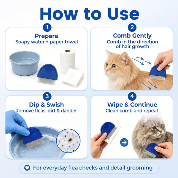 Prime Pets Flea Comb for Dogs and Cats, Stainless Steel Pet Grooming Comb for Flea Checks, Dander, Loose Hair and Tear Stain Debris7