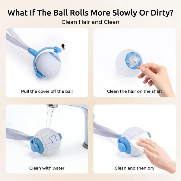 Cat Toys for Indoor Cats, Interactive Cat Toy Ball with Pom-Pom Tails, Automatic Cat Toy Self Play Exercise Toy to Relieve Boredom for Kitten & Adult Cats (Blue)6