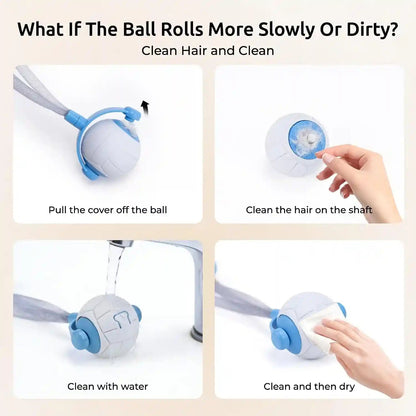 Cat Toys for Indoor Cats, Interactive Cat Toy Ball with Pom-Pom Tails, Automatic Cat Toy Self Play Exercise Toy to Relieve Boredom for Kitten & Adult Cats (Blue)6