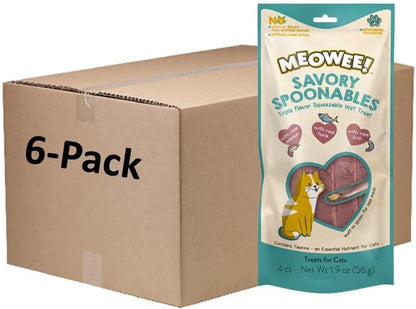 MEOWEE! Savory Spoonables Variety Pack, 12 Count Tube, Triple Flavor Squeezable Lickable Wet Treats for Cats with Built-In Spoon for Less Mess21