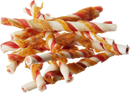 Amazon Brand - Wonder Bound Chicken Flavor Dog Rawhide Twist Sticks, 70 Count, 1.08 Pound (Pack of 1)5