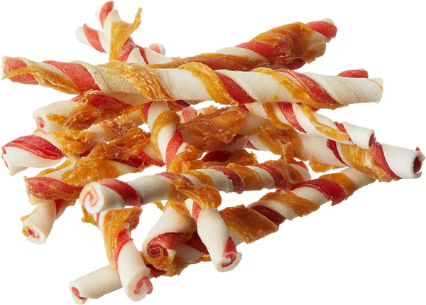 Amazon Brand - Wonder Bound Chicken Flavor Dog Rawhide Twist Sticks, 70 Count, 1.08 Pound (Pack of 1)5