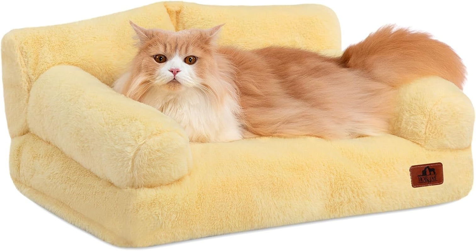 hollypet-small-dog-large-cat-bed-puppy-couch-beds-for-pets-up-to-25-lbs-fluffy-dog-cat-couch-plush-soft-warming-pets-beds-with-machine-washable-cover-and-non-slip-bottom