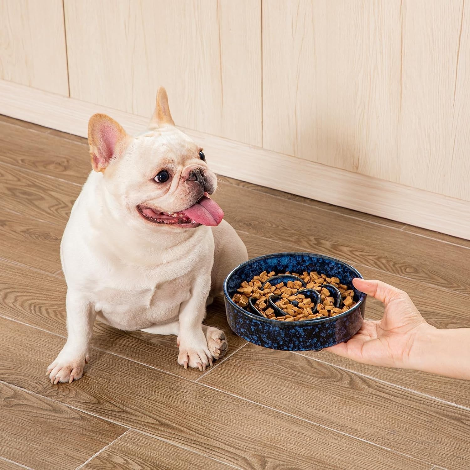 vancasso-slow-feeder-dog-bowl-0-6-cups-ceramic-dog-food-dish-for-fast-eaters-small-breed-puzzle-bowl-for-small-dogs-and-cats-blue