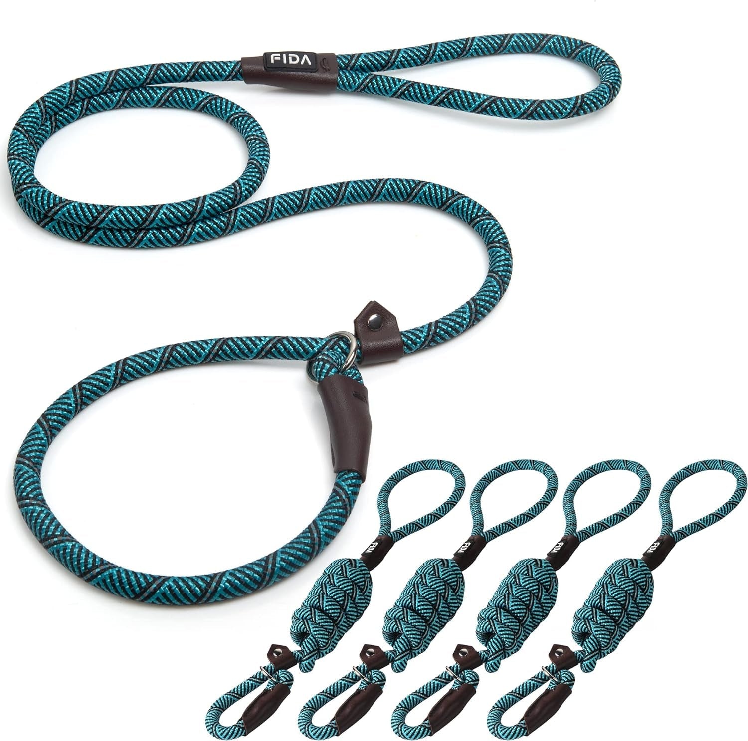 fida-durable-slip-lead-dog-leash-6-ft-x-1-2-heavy-duty-dog-loop-leashes-comfortable-strong-rope-slip-leash-for-large-medium-dogs-no-pull-pet-training-lead-with-highly-reflective1-2-black