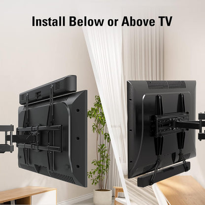 Soundbar Mount Bracket Fits Most of Soundbars up to 15 Lbs | Sound Bar Mount for Mounting above or under TV, with Detachable Long Extension Plates, MD54206