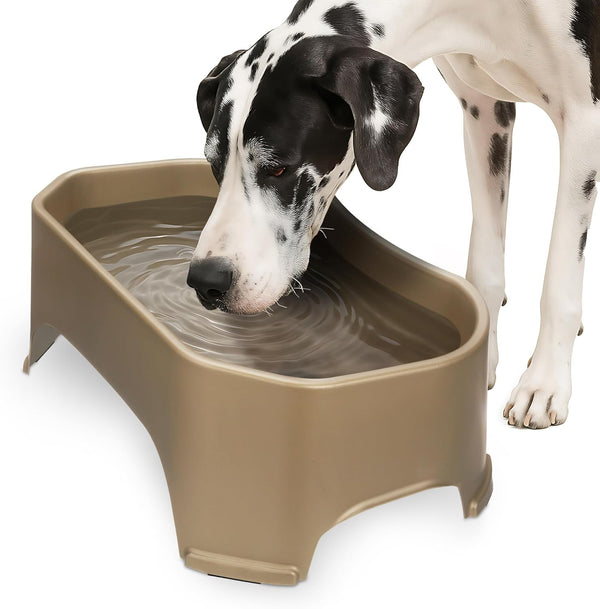 Neater Pet Brands Extra Large Water Bowl for Dogs, Outdoor Dog Water Bowl (1.25 Gallon XL Capacity), Big Trough Style Food Dish for Indoors or Outside, No Spill Large Dog Bowls, Gunmetal Grey11