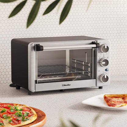 Toaster Oven with 30 Minute Timer - Toast - Bake - Broiler Settings, Stainless Steel, Natural Convection, Fits 9 Inch Pizza, 4 Slice Toaster, 1100 W8