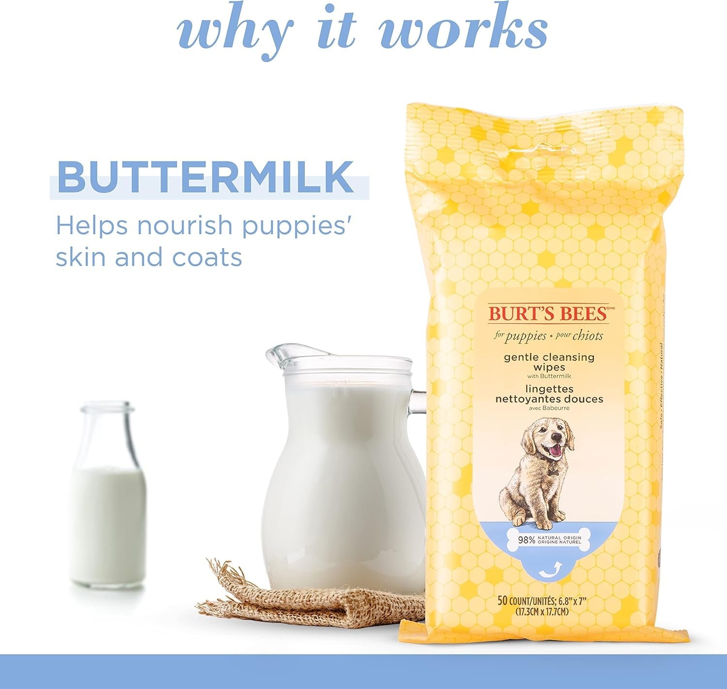 burts-bees-for-pets-gentle-cleansing-puppy-wipes-buttermilk-50-count-buttermilk-formula-hypoallergenic-98-natural-origin-gentle-cleansing-and-conditioning
