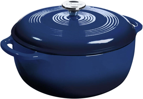 Essential Enamel Cast Iron Dutch Oven, 6 Quart, Indigo | Ideal for Bread Baking, Braising, Marinating & Slow Cooking, Features Moisture-Sealing Lid & Dual Handles1