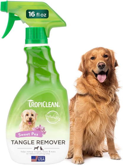 Tropiclean Sweet Pea Cat & Dog Detangler Spray Dematting | Dog Conditioner Spray Derived from Natural Ingredients | Made in the USA | 16 Oz. | Dematting Spray | Sweet Refreshing Scent | for Doodles & All Coat Types | Made in USA1