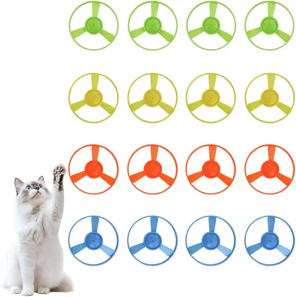 Andiker Cat Fetch Toy, Interactive Kitten Flying Disc Launcher Toy with 5 Colorful Flying Propellers for Cat Enrichment, Flying Saucer Toy for Cats for Training and Chasing (Blue)9