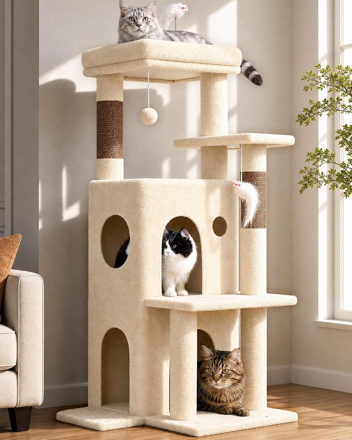 globlazer-cat-tree-tower-for-indoor-cats-50-inch-adult-cat-tree-house-for-large-adult-cats-with-steps-scratching-post-2-cat-caves-dangling-toys-fc50-light-grey