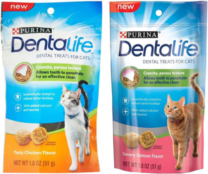 Purina Dentalife Dental Treats for Cats Bundle; Savory Salmon and Tasty Chicken1