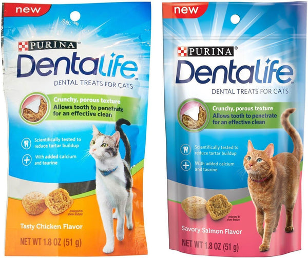 Purina Dentalife Dental Treats for Cats Bundle; Savory Salmon and Tasty Chicken1