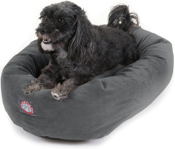 Majestic Pet 32 Inch Suede Calming Dog Bed Washable – Cozy Soft round Dog Bed with Spine Support for Dogs to Rest Their Head - Fluffy Donut Dog Bed 32X23X7 (Inch) - round Pet Bed Medium – Sage45