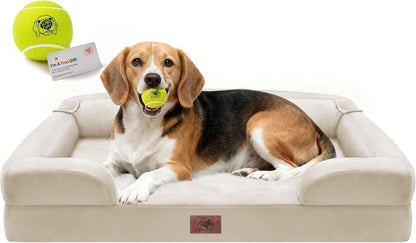 Waterproof Orthopedic Dog Bed for Extra Large Sized Dogs | Memory Foam Pet Bed Sofa with Bolster, Dog Couch with Washable Cover & Non-Slip Bottom, 42X30 Inch, Grey39