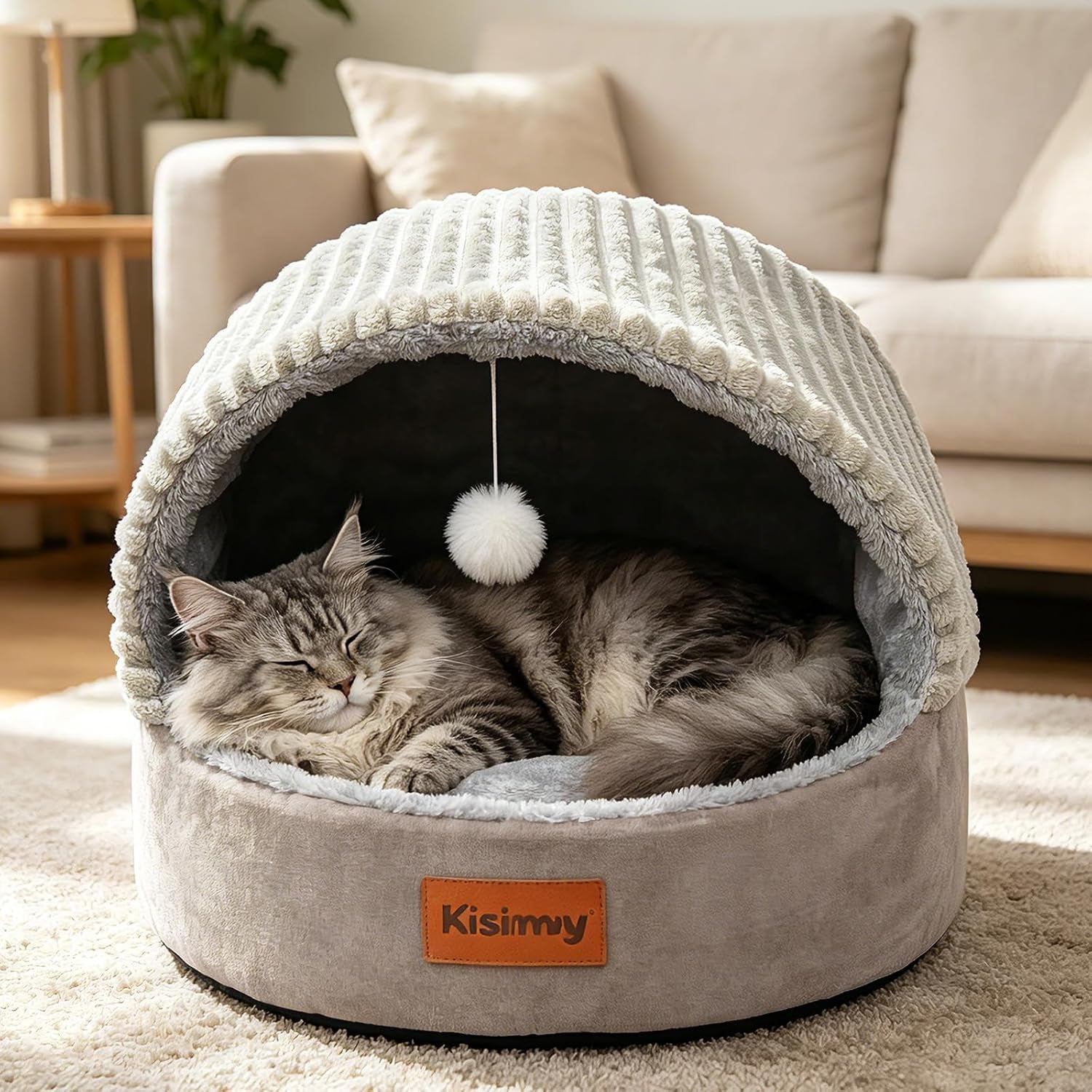 cat-bed-cave-with-pillow-cat-toys-cat-bed-for-indoor-cats-dog-17-7in-up-to-15-lbs-dual-sided-cushion-reversible-comfort-for-all-seasons-semi-enclosed-design-machine-washable-grey