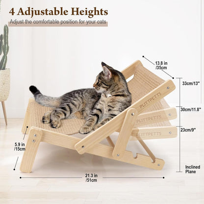 Sisal Cat Scratcher Bed with Adjustable 4-Position for Cats Scratcher Lounge, 2 in 1 Cat Sisal Chair for Indoor Cats Hammock for Scratching Pad, Natural Lounger Chair2