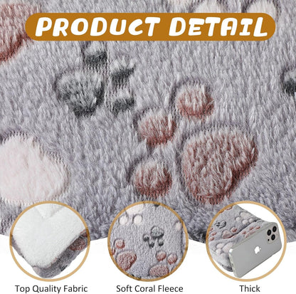 Tuanse 4 Pack Ultra Soft Dog Cat Bed Mat Small Animal Guinea Pig Bed with Cute Print Reversible Fleece Dog Crate Kennel Pad Cozy Washable Thickened Hamster Pet Beds Mat(13 X 19 Inches,Light Gray)3