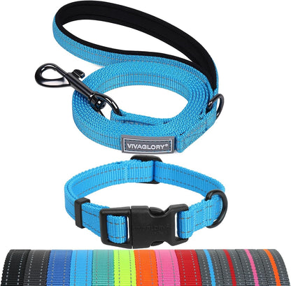 VIVAGLORY Dog Leash Puppy Leash for Collar, 3Ft X 1In, Black | with Soft Padded Handle for Training & Walking, Heavy Duty & Double Layer Nylon Pet Puppy36