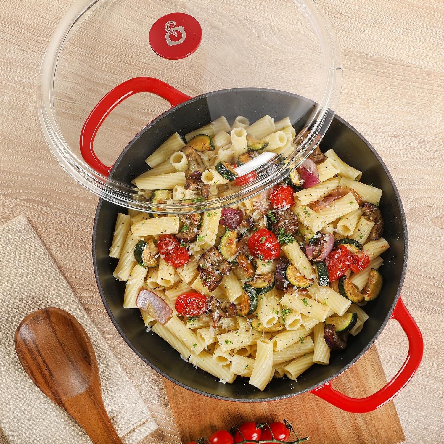 crock-pot-artisan-5-quart-enameled-cast-iron-braiser-pan-with-oven-safe-borosilicate-glass-lid-everyday-covered-skillet-for-searing-roasting-and-baking-red