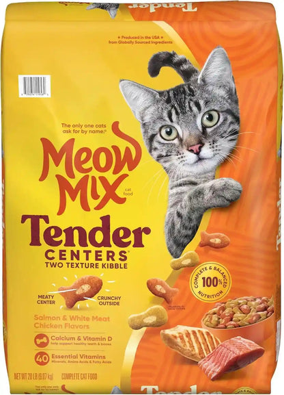 Meow Mix Tender Centers, Salmon & White Meat Chicken Flavors, Dry Cat Food, 20 Lb. Bag | Dry Cat Food with Two Texture Kibble, Meaty Center Surrounded by a Crunchy Outer Layer, Complete and Balanced Nutrition10