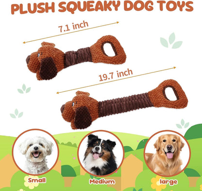 Interactive Tug of War Puppy Toys,Squeaky Pull Toys for Indoor/Outdoor Use Puppy Chew Toys for Teething Plush with Crinkle Paper for Small and Medium2