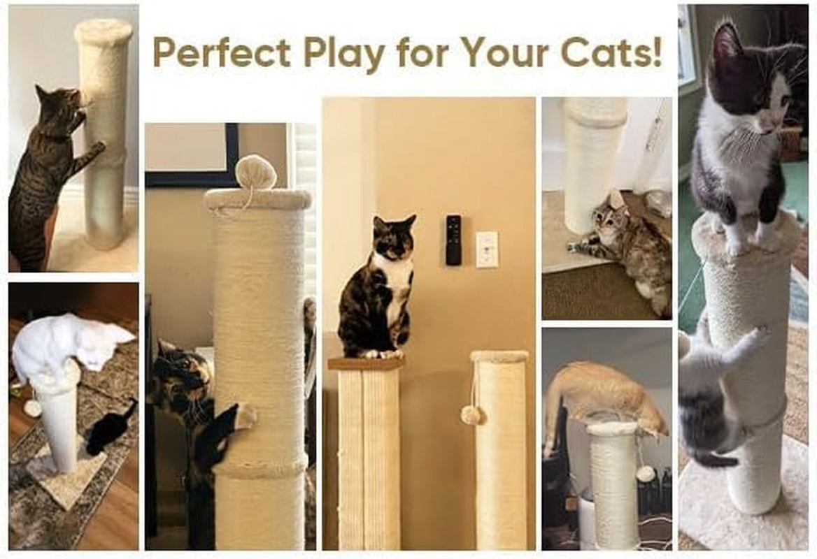 pawscrat-32-inch-tall-cat-scratching-post-5-5-inch-diameter-sisal-beige-natural-sisal-scratching-surface-with-a-dangling-ball-for-indoor-cats-scratch-resistant-durable-and-protect-your-furniture