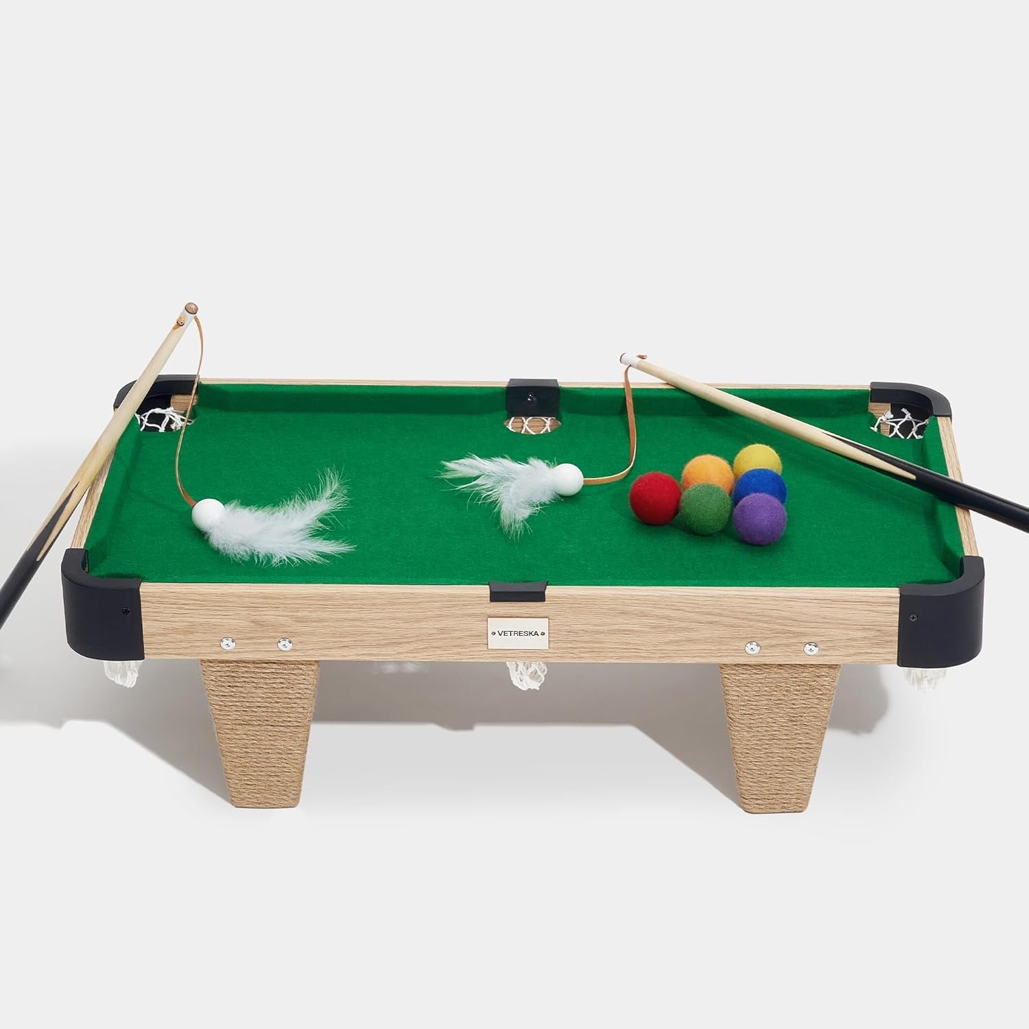 vetreska-4-in-1-cat-toys-mini-pool-table-gift-for-cats-feather-wand-toy-cat-billiard-ball-puzzle-toy-pool-table-with-scratching-post-cat-interactive-exercise-play-rest-beds-furniture-cats-toys-gift-feather-wand-toy-cat-billiard-ball-puzzle-toy-pool-table-w-scratching-post-activity-fun-furniture