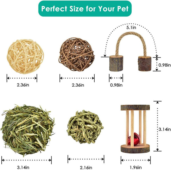 ERKOON New 12 Pack Hamster Chew Toys Gerbil Rat Guinea Pig Chinchilla Chew Toys Accessories, Natural Wooden Dumbbells Exercise Bell Roller Teeth Care Molar Toy for Rabbits Bird Rabbits Hamster Gerbil3