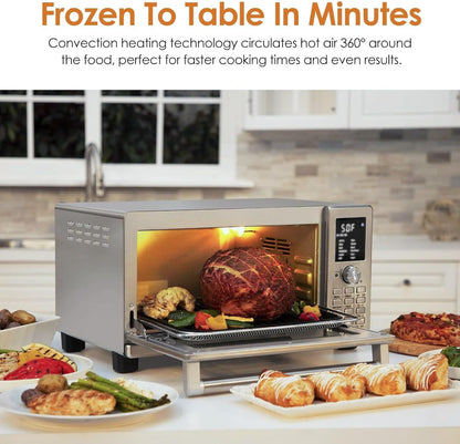 Bravo XL Air Fryer Convection Oven, 112-In-1 Smart Grill Combo | Original Grill Flavors & Marks, Adjustable Heating Zones for Toast, Pizza, Roast, Bake, 50-500°F, Stainless Steel, 30QT3
