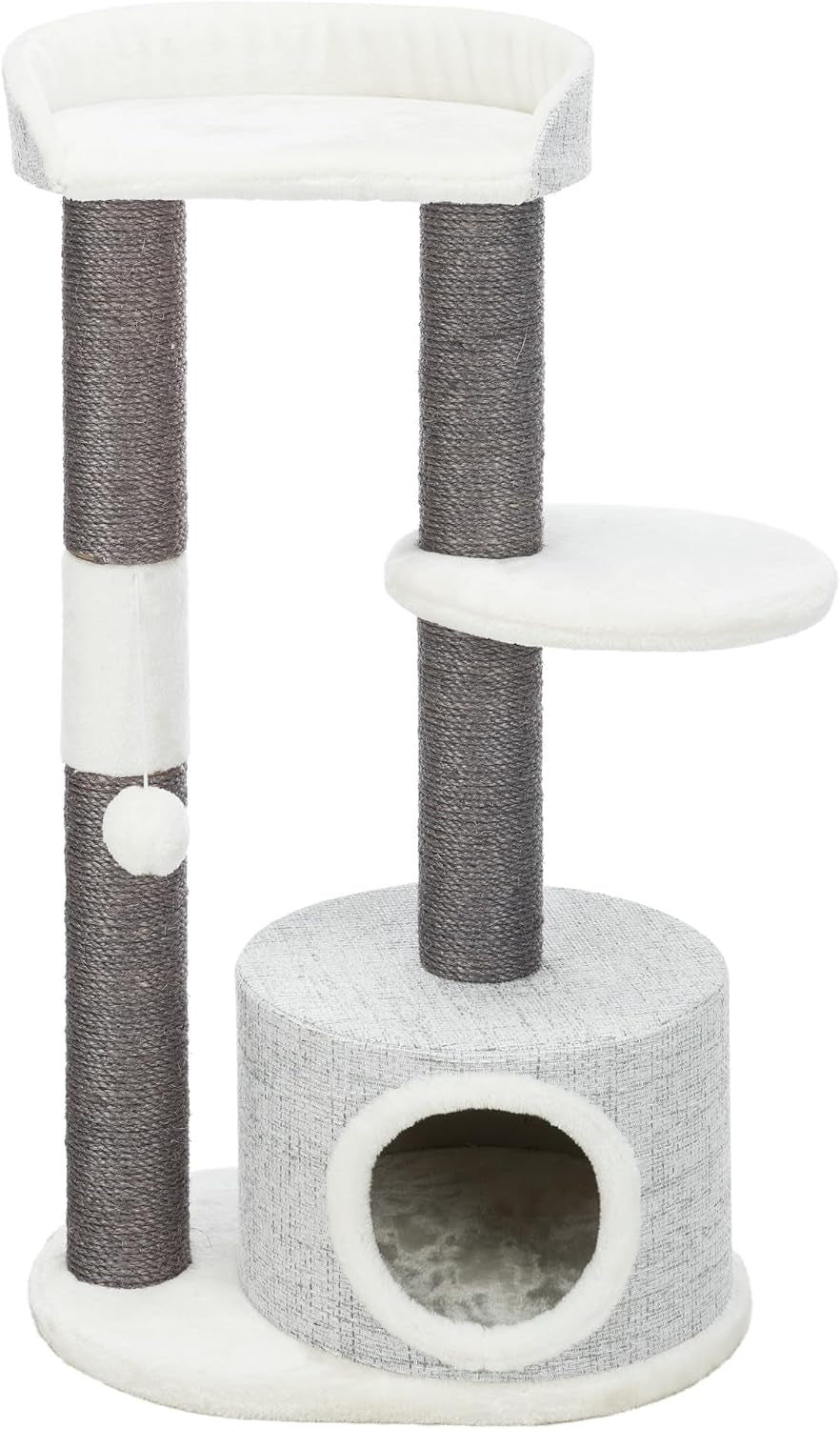 trixie-fonda-cat-scratching-post-39-inch-cat-scratcher-with-soft-fabric-covering-base-and-durable-sisal-rope-for-large-cats-with-condo-base-and-platform-in-gray