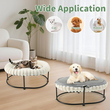 Sunhoo Elevated Cat Bed for Indoor Cats Raised Kitten Hammock Large High Puppy Cot off Floor Self-Supporting Small Pet Chair with Metal Frame Washable Cushion Easy Assembly 23 * 17 * 8.3 in (White)5