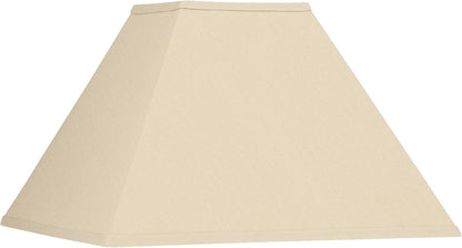 Reva Large Beige Linen Tapered Square Lamp Shade 6X16X10 (Spider) | 6" Top X 16" Bottom X 10" High X 12" Slant Replacement for Table Lamps Pre-Assembled Harp + Finial1
