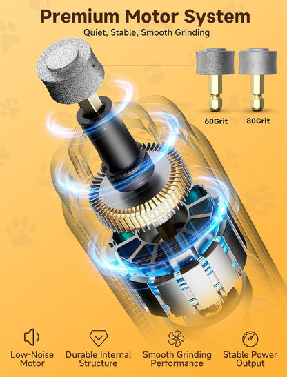 Dog Nail Grinder Whisper Quiet & Safe for Sensitive Dogs and Cats | Low Vibration Pet Nail Trimmers, 3-Speed, LED Lights, 8 Hours Runtime, Rechargeable Ergonomic Grooming for All Sizes & Breeds6