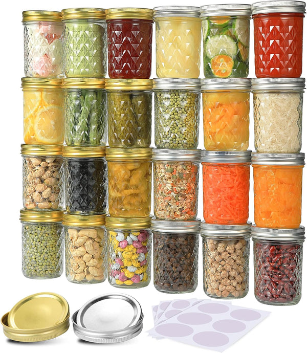 Mason Jars 8 Oz, 24 Pack Small Canning Jars 8Oz Half Pint Glass Jars | Small Mason Jars with Regular Lids and Bands, Ideal for Jelly Jam Honey Wedding Favors Shower Favors Food5