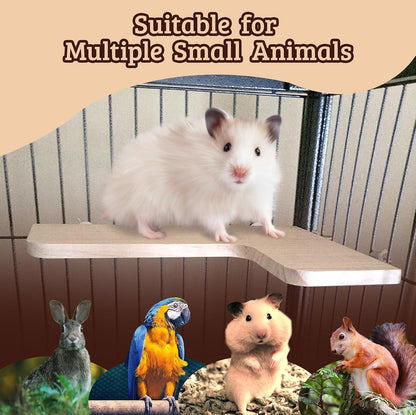Chinchilla Cage Accessories Hamster Accessories, Chinchilla Toys Wood Platform Dwarf Hamster Cage Board, Chinchilla Cage Sturdy Standing and Jumping Wooden Board for Parrot Cage Rat Cage (Board)2