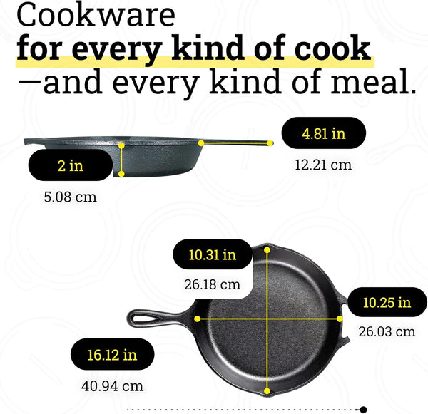 Pre-Seasoned Cast Iron Skillet, Pfas-Free, 10.25 Inches | Non-Toxic & Naturally Non-Stick Cast Iron Pan, Compatible with Oven, Stove, Grill & Campfire, Made in USA8