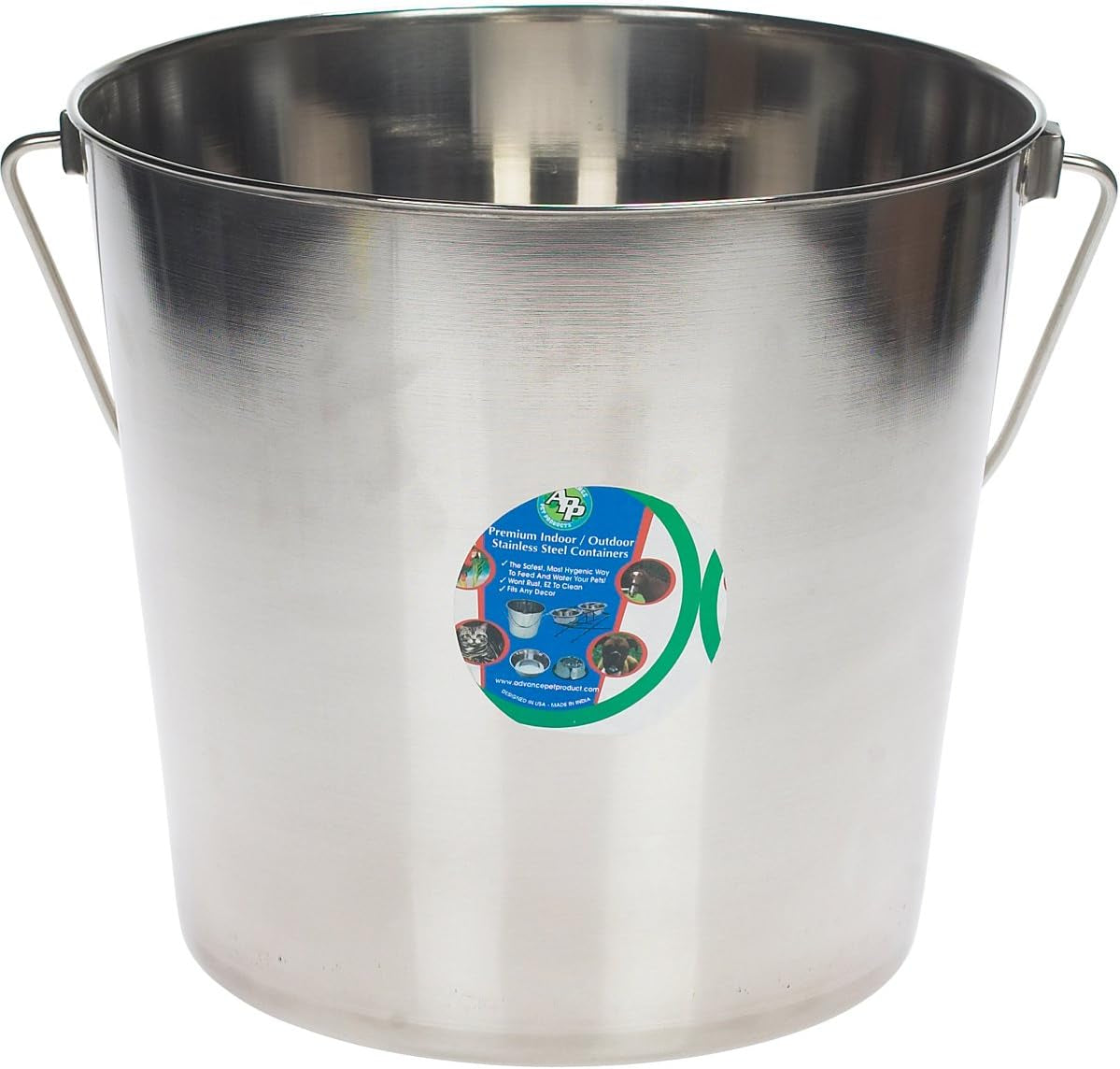 advance-pet-16-qt-4-gal-stainless-steel-bucket-heavy-duty-rust-resistant-dishwasher-safe-for-dogs-livestock-kennels