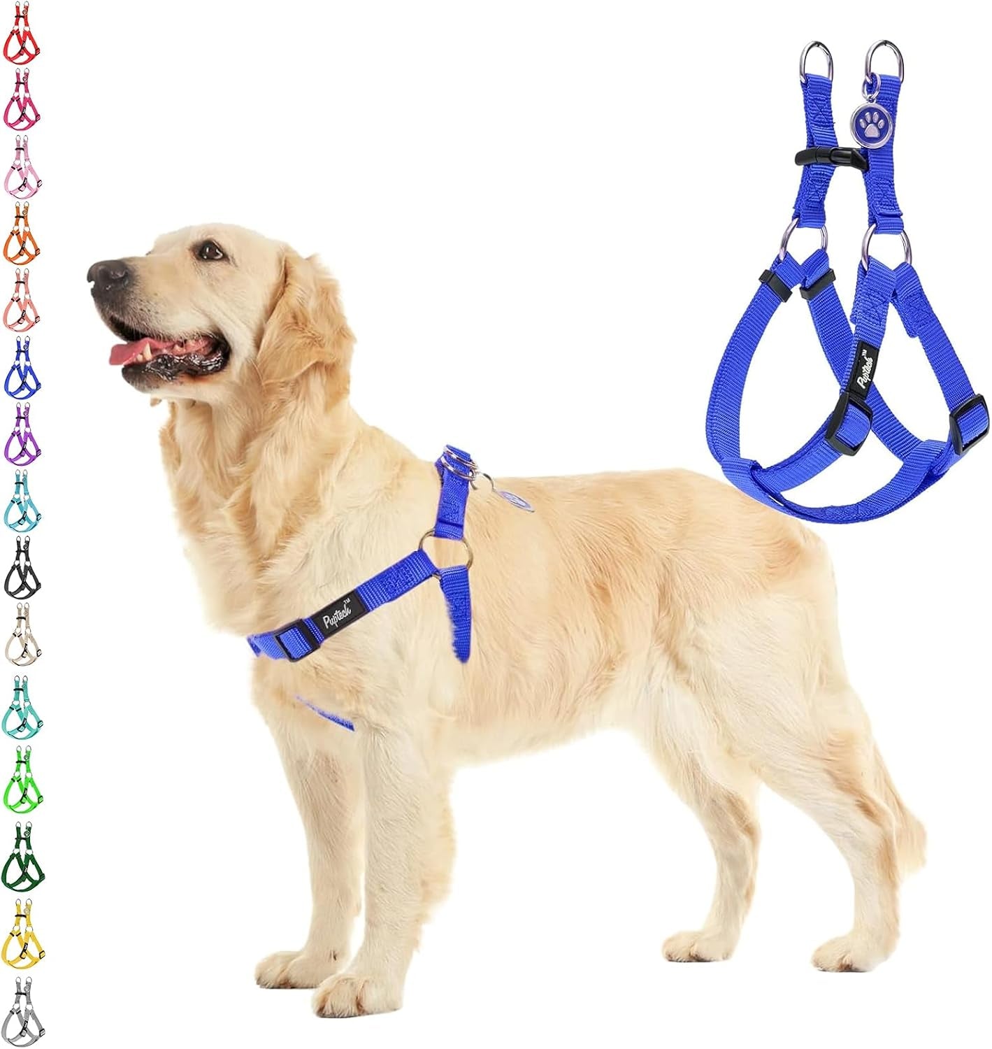 pupteck-no-pull-dog-harness-soft-adjustable-basic-nylon-step-in-puppy-vest-outdoor-walking-with-id-tag